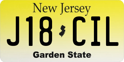 NJ license plate J18CIL
