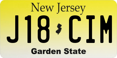 NJ license plate J18CIM