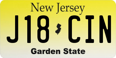 NJ license plate J18CIN
