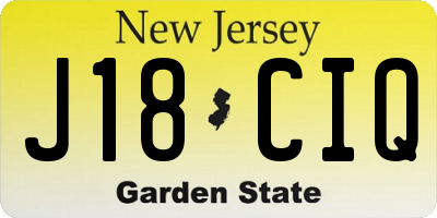 NJ license plate J18CIQ