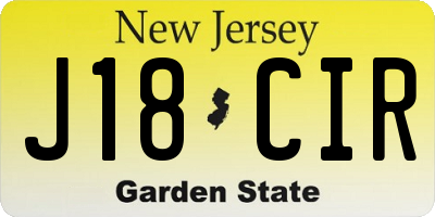 NJ license plate J18CIR