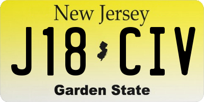 NJ license plate J18CIV