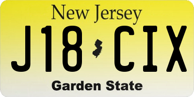 NJ license plate J18CIX