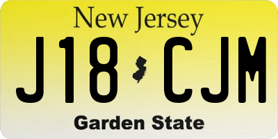 NJ license plate J18CJM