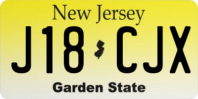 NJ license plate J18CJX