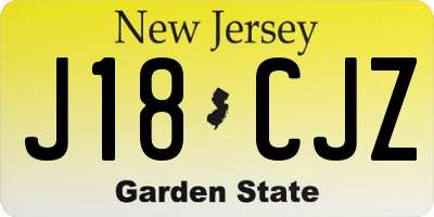 NJ license plate J18CJZ