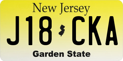 NJ license plate J18CKA