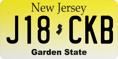 NJ license plate J18CKB