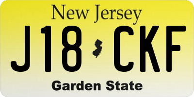 NJ license plate J18CKF