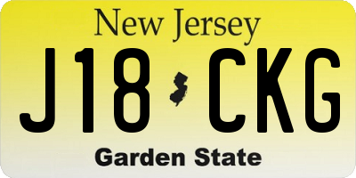 NJ license plate J18CKG
