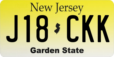 NJ license plate J18CKK