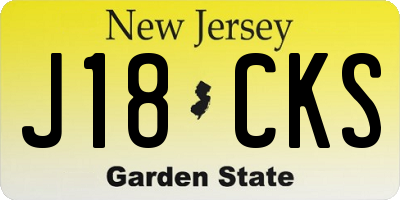 NJ license plate J18CKS