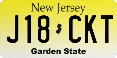 NJ license plate J18CKT