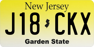 NJ license plate J18CKX