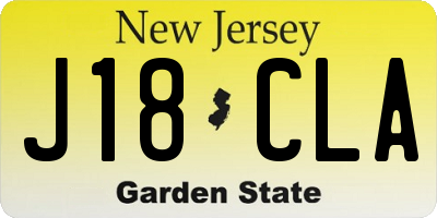 NJ license plate J18CLA