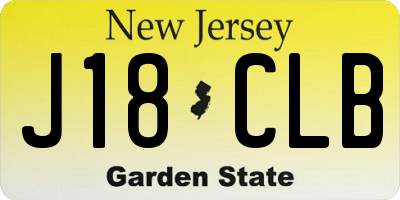 NJ license plate J18CLB