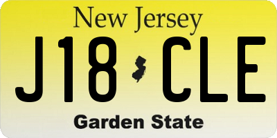 NJ license plate J18CLE