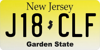 NJ license plate J18CLF