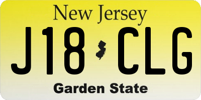 NJ license plate J18CLG