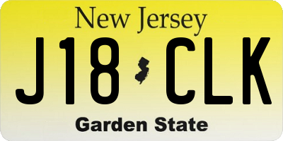 NJ license plate J18CLK
