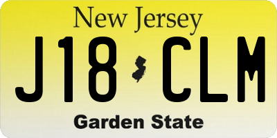 NJ license plate J18CLM