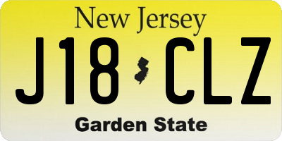 NJ license plate J18CLZ