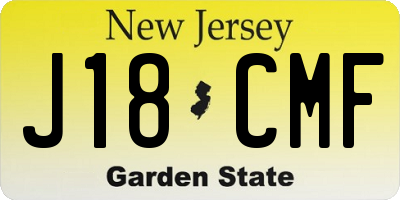 NJ license plate J18CMF