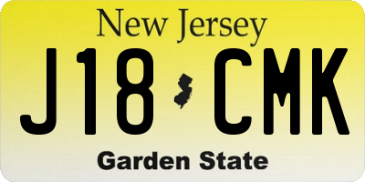 NJ license plate J18CMK