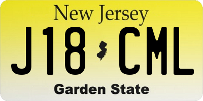 NJ license plate J18CML