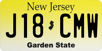 NJ license plate J18CMW