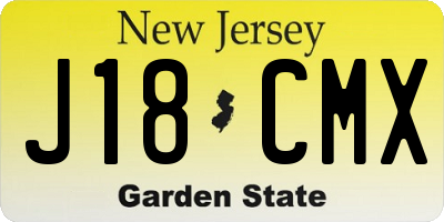 NJ license plate J18CMX