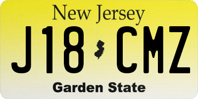 NJ license plate J18CMZ