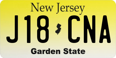 NJ license plate J18CNA