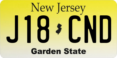 NJ license plate J18CND