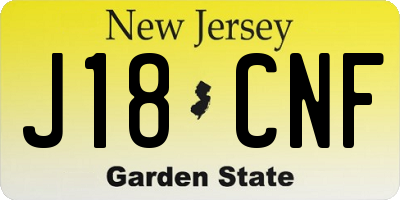 NJ license plate J18CNF