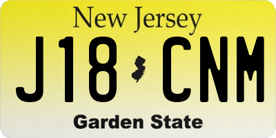 NJ license plate J18CNM