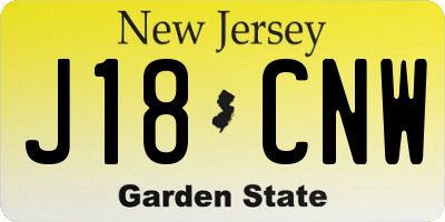 NJ license plate J18CNW