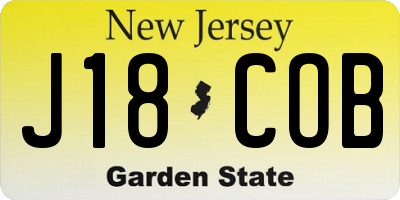 NJ license plate J18COB