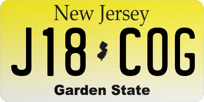 NJ license plate J18COG