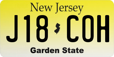 NJ license plate J18COH