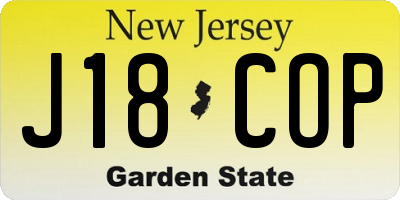 NJ license plate J18COP