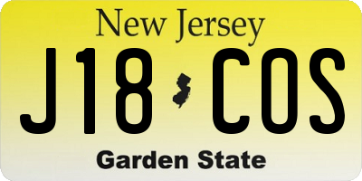 NJ license plate J18COS