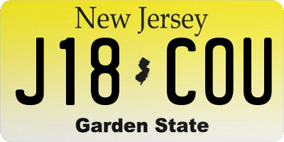 NJ license plate J18COU