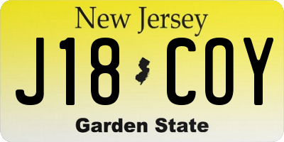 NJ license plate J18COY