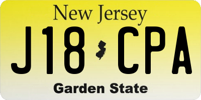 NJ license plate J18CPA