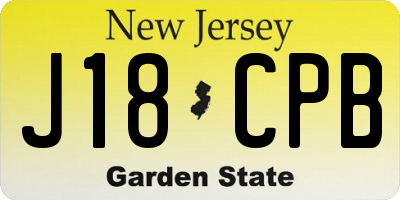 NJ license plate J18CPB
