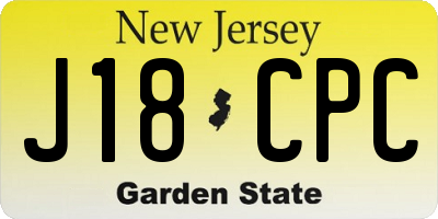 NJ license plate J18CPC