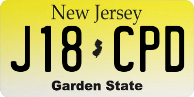 NJ license plate J18CPD