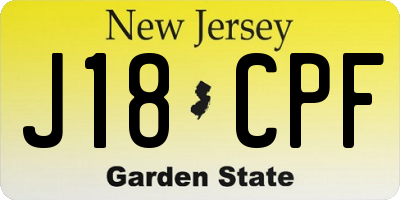 NJ license plate J18CPF