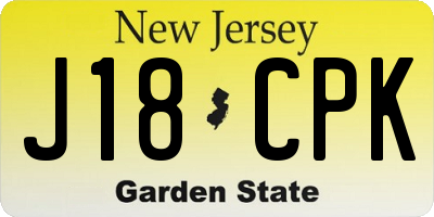 NJ license plate J18CPK